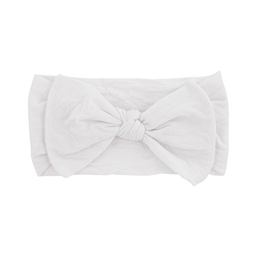 Wee Ones Stretch Nylon Baby Band with Nylon Bowtie - White (6-24 months)