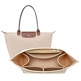 OPPOSHE Purse Organizer Insert for Longchamp Le Pliage, Premium Felt Long Champ Bag Handbag Women, Tote Organizer Insert with 9 Compartments (Large, Beige)