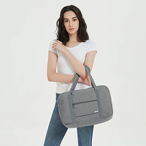 Small Cabin Bag 40x20x25 for Ryanair Airlines Foldable Underseat Travel Bag Water-Resistant Hand Luggage Bag Holdall Bag Weekend Overnight Bag for Women Men by WANDF (Grey 20L)