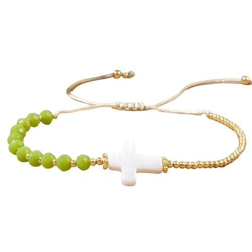 [faytobe] Handmade Crucifix Beaded Multicolor Crystal Wristlet Jewelry Piece for Casual Daily Wear Multicolor Beach Wristlet