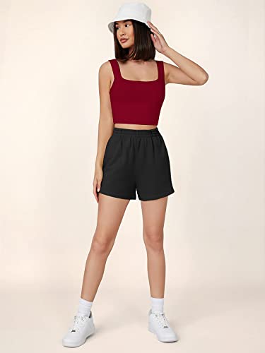 Image of Women's & Girls' Solid Polyester Rib-Knit Square Neck Tank Tops