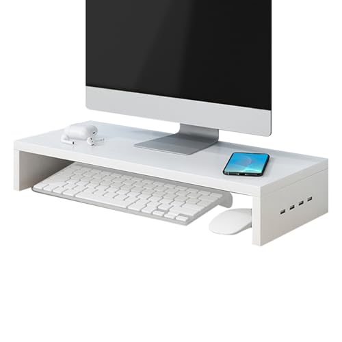 Liakyunf Support Surélevateur Pour Écran | Support Ergonomique avec 4 Ports USB,Rangement Sureau pour Ordinateur Portable et Station de Travail - Pour Écran Imprimante Ordinateur Portable Électronique