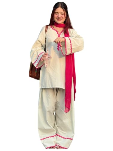 Image of ANNI Designer Cora Cotton Farshi Salwar Suit for Women | Farsi Style Kurti | Farasi Kurta with Dupatta | Parsi Ethnic Dress | Indian Office Party Traditional Clothing Fashion Wear