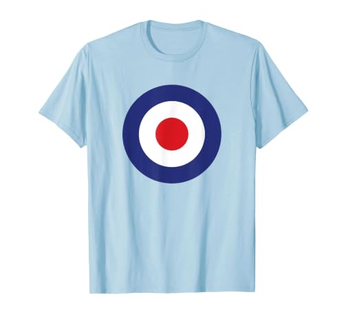 Mod Target Circle Music Logo | Retro Air Force RAF Roundel T-Shirt, Men, Baby Blue, 3X-Large