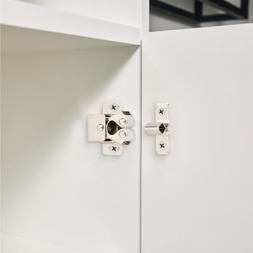 4 Stück Möbelschnapper, Doppel Rollenschnäpper, Schnappschloss Türschlösser, Catch mit Schrauben Schranktür für Türen Aller Art (Silber)