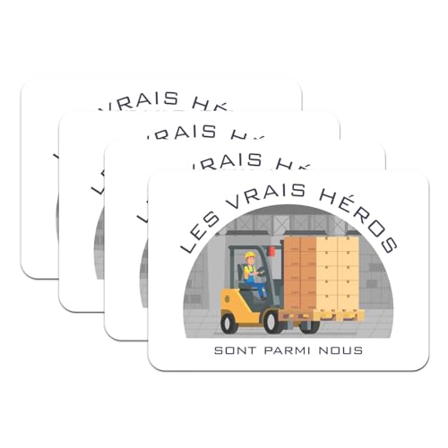 Sets de table dessous caoutchouc blanc Les Vrais Héros Cariste