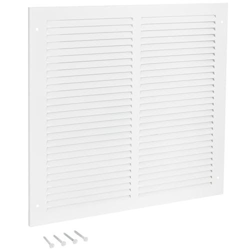 EZ-FLO 12 x 12 Inch (Duct Opening) Return Air Vent Cover for Wall or Ceiling, Solid Steel Return Air Grille, HVAC Vent Cover, White, 61627