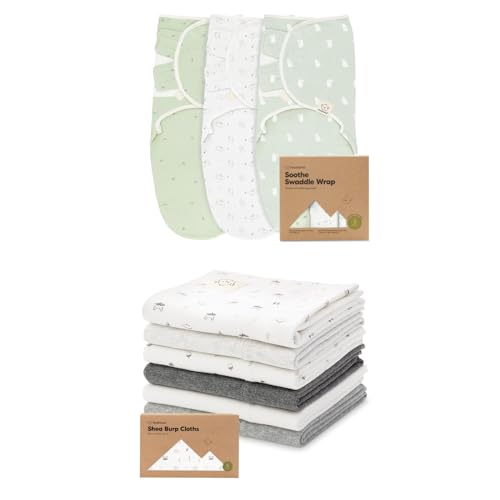 Image of KeaBabies 3-Pack Baby Swaddle Sleep Sacks and 6-Pack Baby Burp Cloths for Baby Boys and Girls - Organic Newborn Swaddle Sack - Large Baby Burp Cloths, Burping Cloths for Babies