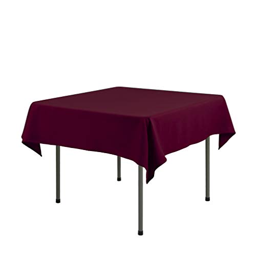 Waysle Square Tablecloth, 52 x 52 Inch, Burgundy Table Cloth for Square or Round Tables in Washable Polyester, Great for Wedding, Restaurant, Party, Banquet Decoration