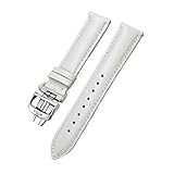 TLCBAZCF Leder-Uhrenarmband, 19 mm, 20 mm, 21 mm, 22 mm, kompatibel mit der Jaeger-LeCoultre-Serie, Schwarz, Braun, Blau, Weiß, Rosa, Grau, Rindsleder-Uhrenarmband(White,19mm)