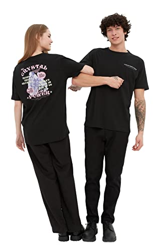 TRENDYOL MAN 100% Baumwolle T-Shirt - Schwarz - Regular Cover
