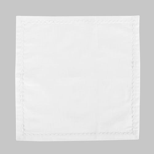 Image of FINGERCRAFT Cloth Napkins Set of 6, 18x18 Inch, 100% Cotton Table Napkins with RIC Rac Scallop Lace Trim, Reusable Washable Dinner Napkins for Wedding, Party, Dining & Home Decor (White)