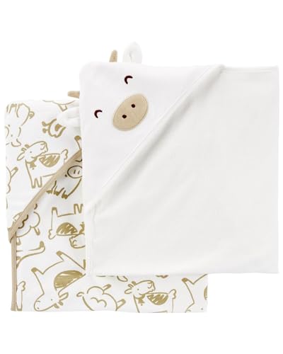 Image of Carter's Baby Hooded Towel (2-pk White/Brown)