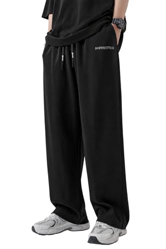 CARTBIKE Mens Cotton Yoga Casual Sweatpants with Pockets Open Bottom Athletic Lounge Pants for Workout Gym Running(2Y001 Black-36)