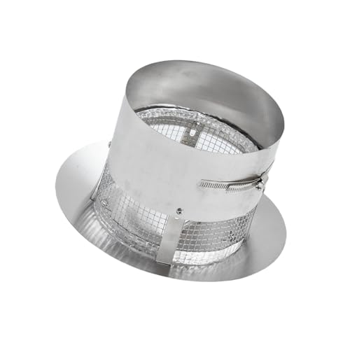 8 Inch Round Chimney Cap, Cone Top Chimney Cap with Screen, Galvanized Steel Fireplace Exhaust Cap, Outside Roof Rain Cap, Exterior Stove Pipe Cap, Easy Installation, Silver