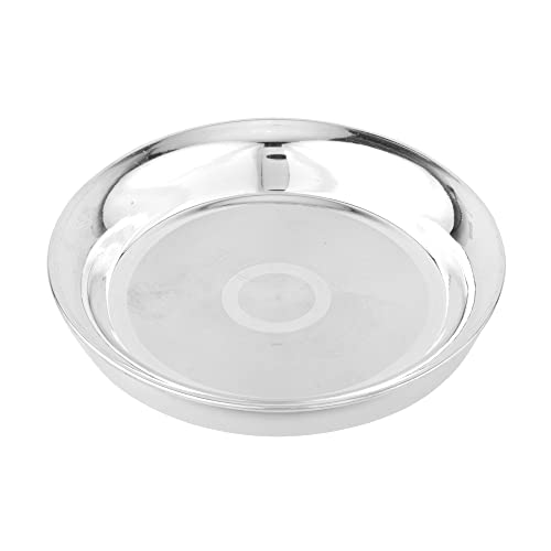 Image of Silver Thali | Chaandi ki Plate for Puja, Dining & Gifting | Pure Silver Plate for Home Temple Use (2.0 Inch)