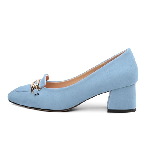 Womens Chunky Comfortable Closed Square Toe Low Block Heels Work Dress Wedding Slip On Pumps Shoes2