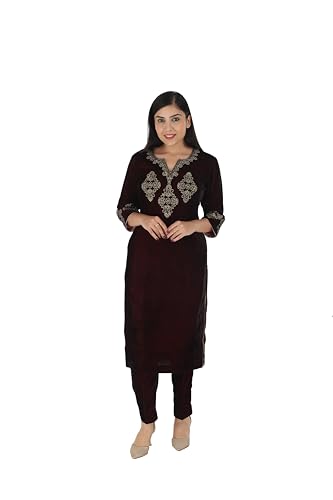 Image of Exquisite Elegance Velvet Kurta Set for Women - Luxurious Style, Unmatched Sophistication