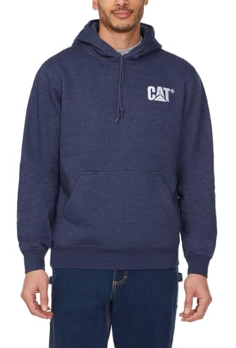 CAT Caterpillar Men's Trademark Hoodies with Embroidered Front Logo, Blue, M