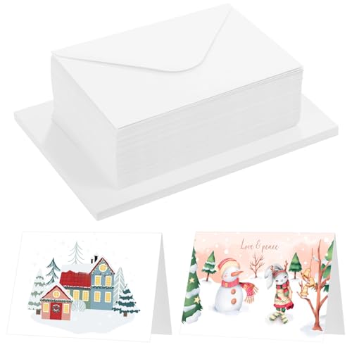 50 Blank Cards with Envelopes, Blank Watercolor Cards, White Card with Envelopes