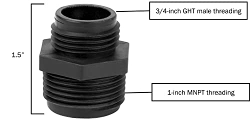 Image of Little Giant GH-1, 1 inch MNPT x 3 /4 inch Male GHT Garden Hose Reducer /Adapter