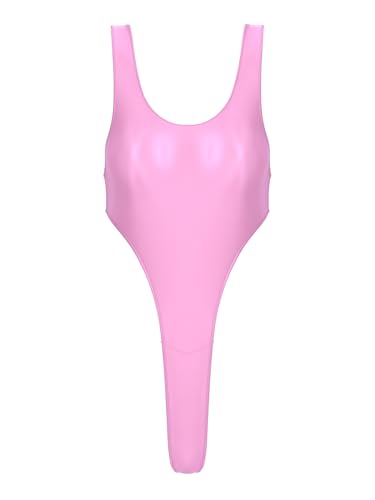 Seksowna Bielizna Bodysuit O Wysokiej Kroju Jednoczęściowy Stroje Kąpielowe Plażowe, Różowe, M