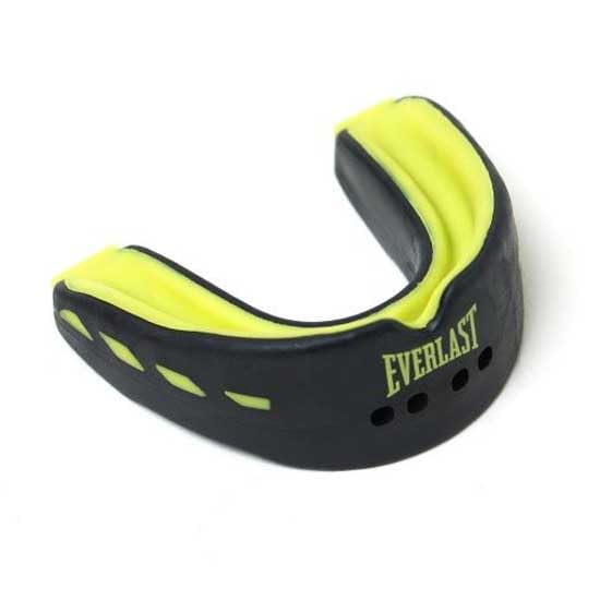 Everlast Evershield - Protector bucal doble (negro/verde), protector de encías absorbente de golpes con marco de 2 capas, diseño de hervir y morder, canal de respiración central y estuche de