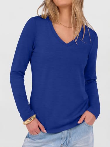 Image of ANRABESS Long Sleeve Shirts for Women Wrinkle Free V Neck Fall Top