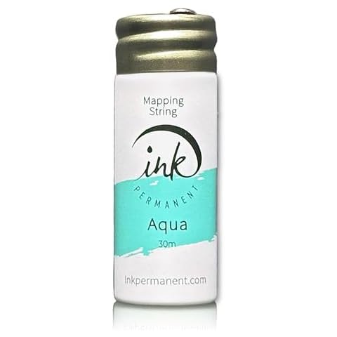 Ink Permanent Brow Mapping String [100 Ft Bottles - 30 m] Pre-Inked String for Permanent Makeup and Microblading Supplies, Brow Mapping Kit, String for Brow Shaping (Aqua) Cover
