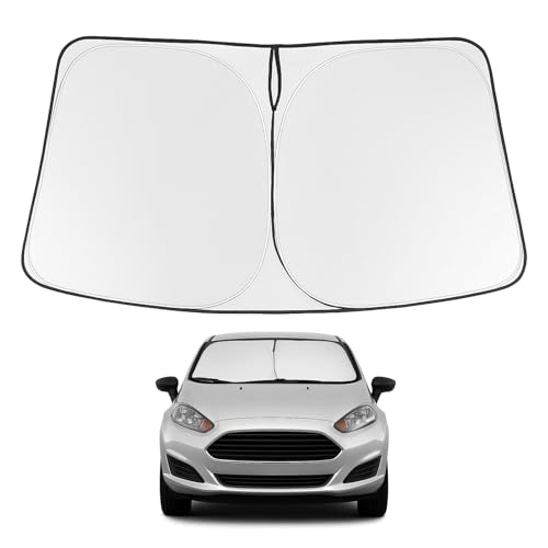Image of Proadsy 2026 Upgrade Windshield Sun Shade Custom Fit 2017-2019 Ford Fiesta Foldable Front Sunshade Protector Sun Visor Blocks UV Rays Keep Car Cooler