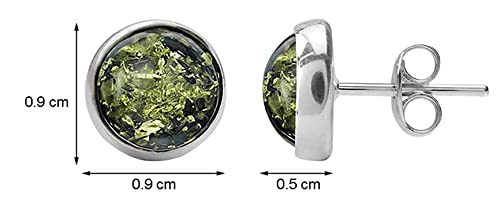 Ian and Valeri Co. Green Amber Sterling Silver Round Stud Earrings2