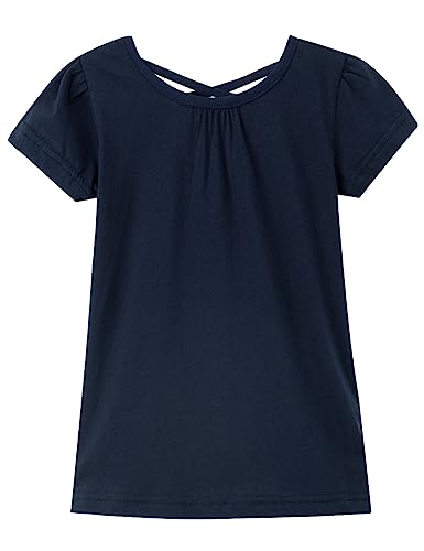 Image of Noomelfish Girls Criss Cross Back T-Shirts Short Puff Sleeve Tee Tops (5-12 Years)