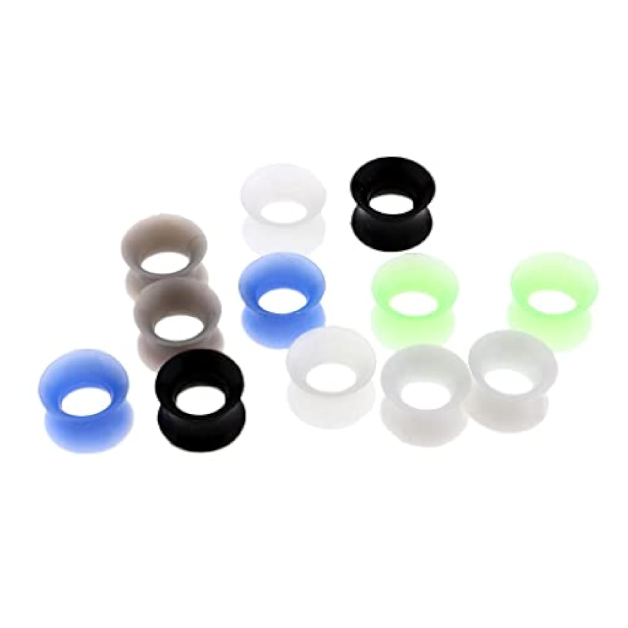 12Pcs Solid Silicone Double Flared Plug Ear Gauge Stretching Expander