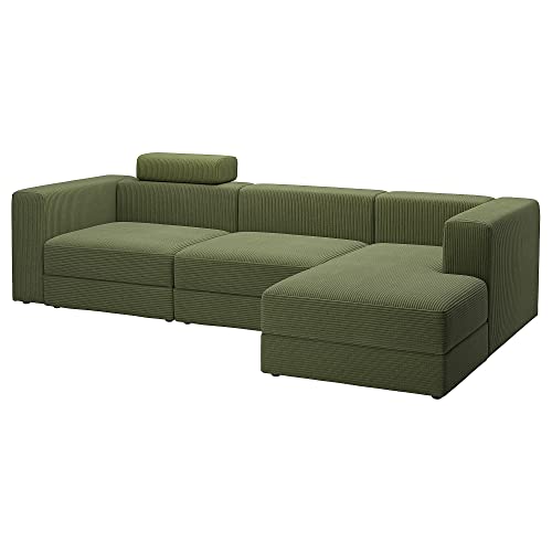 Ikea JÄTTEBO Sofá mod de 4 plazas con chaise longue, derecho con reposacabezas/Samsala amarillo oscuro-verde