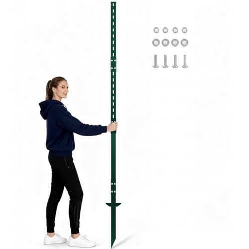 8 Ft Sign Post Metal Sign Stake for Ground Heavy Duty Signs Holder with Holes for Easy Assembly Rust-Resistant and Durable DIY Yard Stake for Outside (Green)