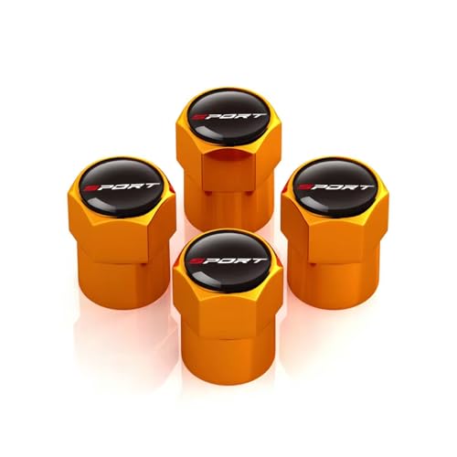 4 Tapones Rueda Coche para Mercedes Benz AMG W108, Tapa de Válvula de Accesorios de Neumáticos de Automóviles Metal Tapones Ruedas Coche,Orange