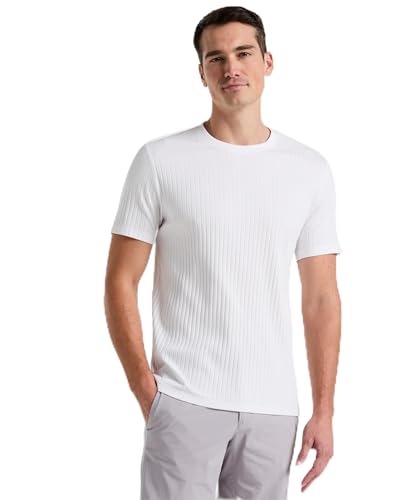 Perry Ellis - Playera de Cuello Redondo para Hombre, Ajuste Ajustado con Mezcla de algodón elástico Suave, Blanco Brillante, M