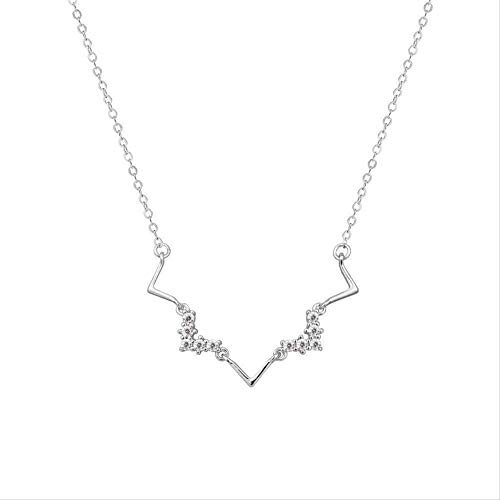 Preisvergleich Produktbild CKAWM Halskette Persönlichkeit Elektrokardiogramm V-Wort-Förmige Diamant-Halskette Kurze Schlüsselbeinkette Senden Freundin