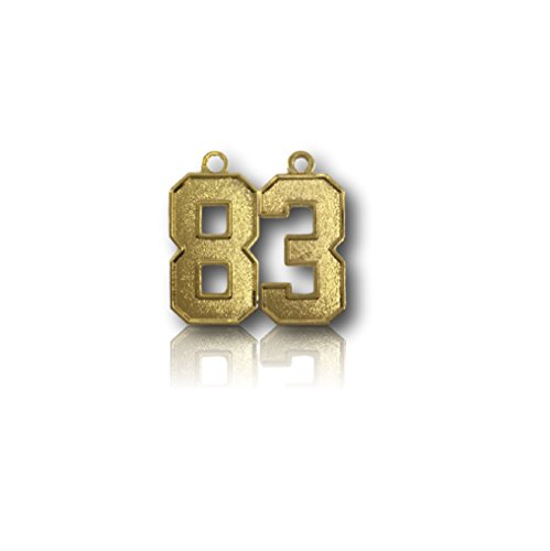 Number 83 Gold Plated Jersey Style Sports Necklace Charm Pendant (0.8