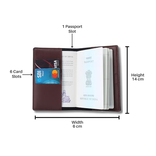 Image of AICA Personalised Name & Charm Leather Passport Cover Holder for Men & Women (Darkbrown) | Gifts for Men