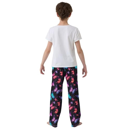 Butterfly Long Pajama Pants Elastic Waist PJ Bottoms with Pockets S A1111514