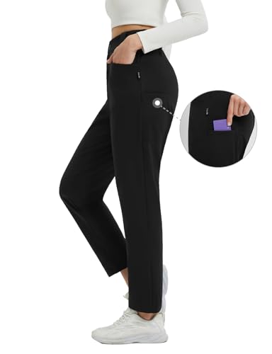 baleaf Womens Fleece Lined Pants Stretch Business Casual with 5 Pockets Travel Petite Work Thermal Pants Winter Sweatpants2
