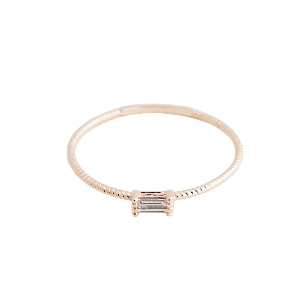 HONEYCAT Tiny Baguette Crystal Ring - Dainty Gold, Rose Gold, Or Silver Minimalist Jewelry - View #5