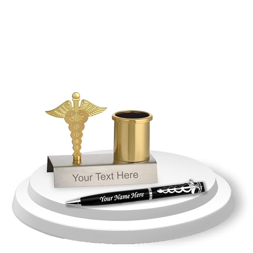 Image of SAVRI Personalized Doctor's Combo - Name Engraved Doctor Symbol Pen & Name /Designation Pen Stand - Customized Gift for Doctors, Surgeons - Perfect for Doctor's Day, Convocation & Premium New year Gift