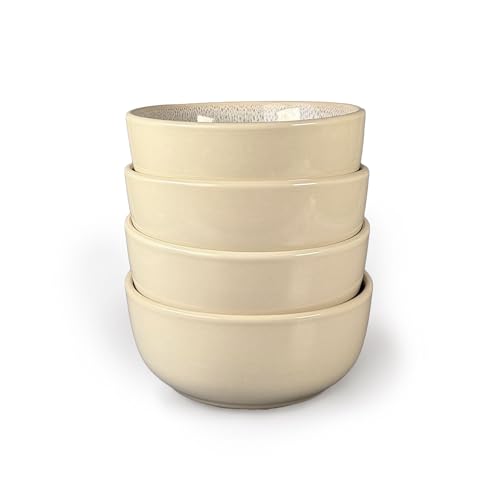 Scandi Home Stockholm Oatmeal Reactive Glaze Ceramic Cereal Bowls Set of 4 | 17cm | Dishwasher Microwave Safe | Nordic Artisan Tableware