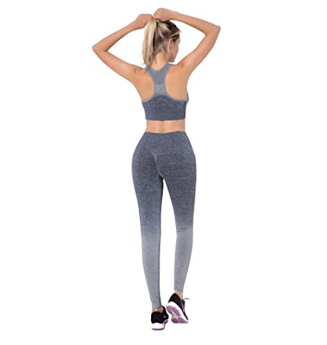 Konna Active Yoga Seamless Ombre Scrunch-Butt High Waist Two Piece Legging Fitness Set