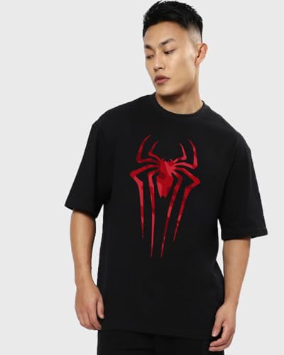 Image of Bewakoof Official Marvel Merchandise Men's Ombre Oversized Fit Half Sleeve Round Neck Cotton Jersey T-Shirt
