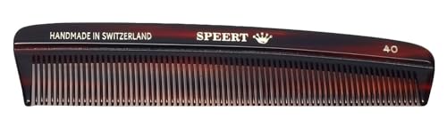 Speert #40 Handmade Narrow Tooth Comb Tortoise Havana Acetate Fine Straight Thin Detangling Parting Grooming Teasing Hair Styling Hairdresser Barber Hairdressing Wet Dry Pocket Travel Women Men Kids