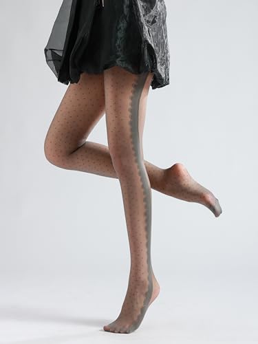 Image of Sahabowi Women Tights, Sheer High Waist Pantyhose, Vintage Control Top Stockings, Siwa7