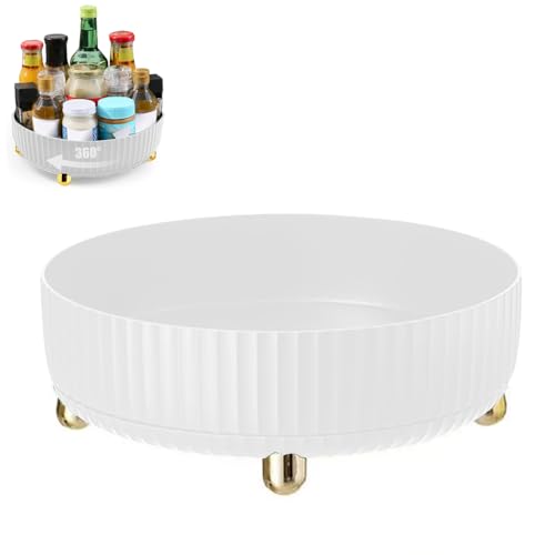 Drehscheibe Spice Rack Organizer, Make up Organizer, 360° drehbares Schminktisch Organizer, Multifunktionales Drehteller Organizer für Kommode Küche Schlafzimmer Badezimmer(Weiß)